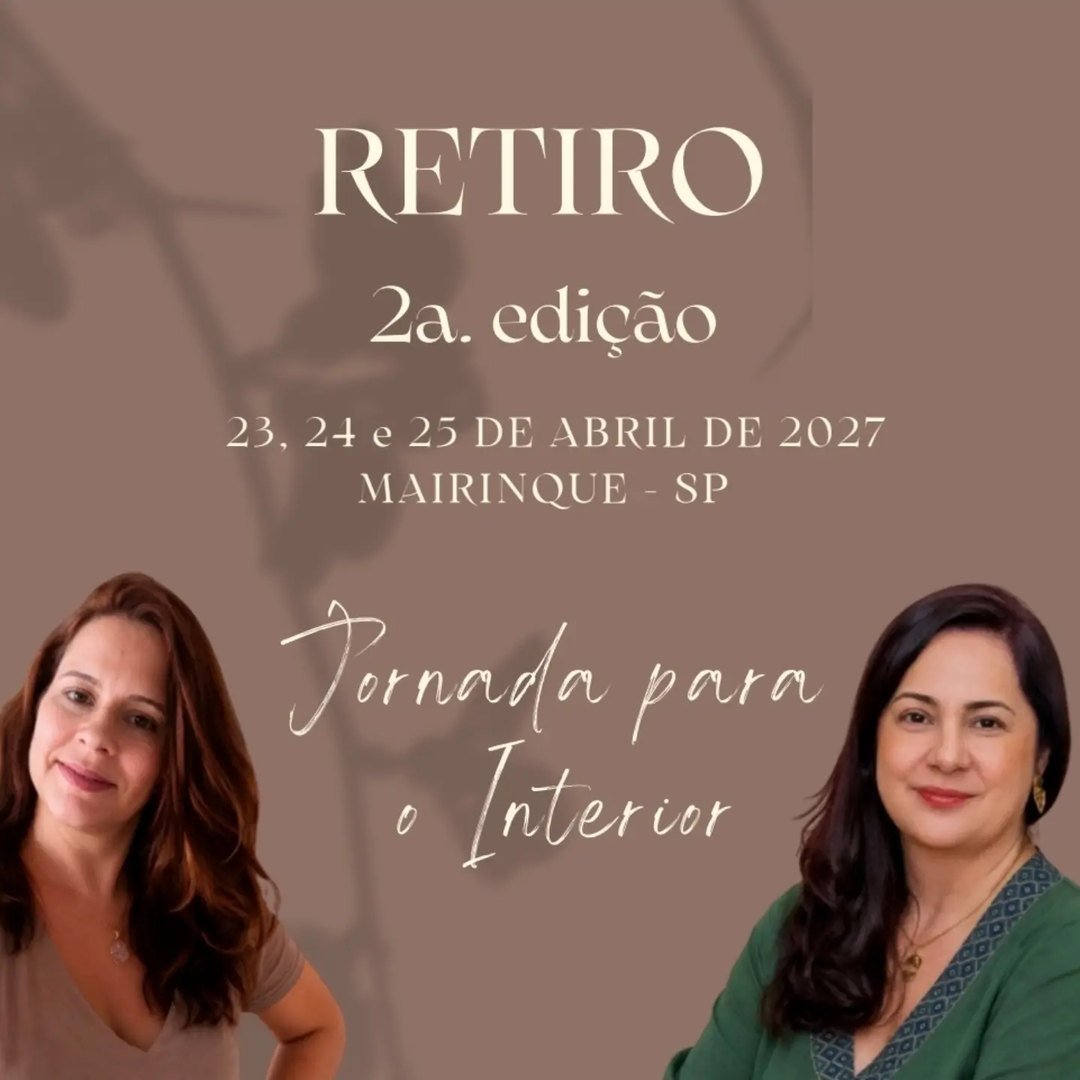 Arte de divulgação da 2ª edição do Retiro Jornada para o Interior, com as anfitriãs Fernnanda Pelissoni e Taís Marques